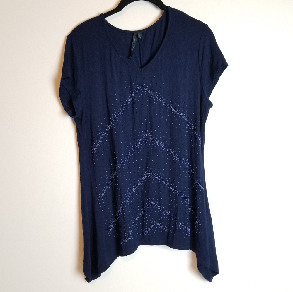 LOVE. LIFE. LIVE. sharkbite studded cap sleeve top